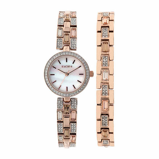 Elgin Womens Rose Goldtone Bracelet Watch-Eg10003st