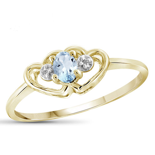 Womens Diamond Accent Color Enhanced Blue Aquamarine Gold Over Silver ...