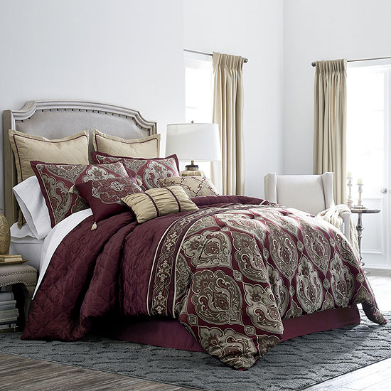 Jcpenney Home Carson 7 Pc Jacquard Comforter Set Color Red