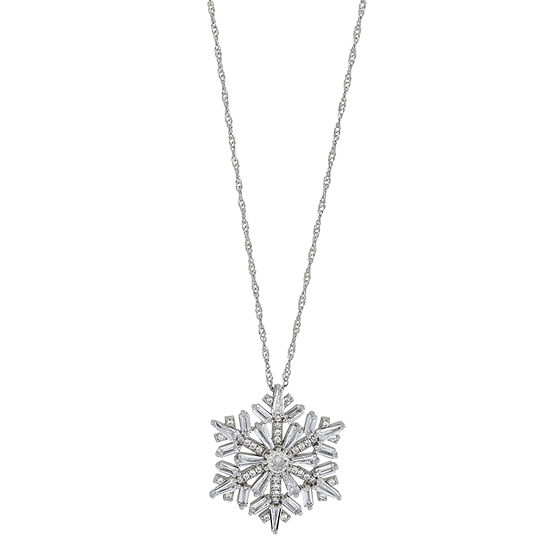 Diamonart Womens White Cubic Zirconia Sterling Silver Snowflake Pendant Necklace