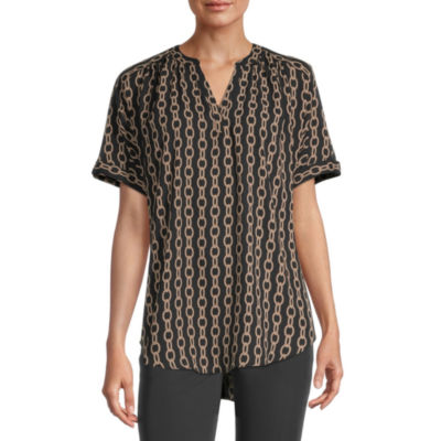 black short sleeve tunic top