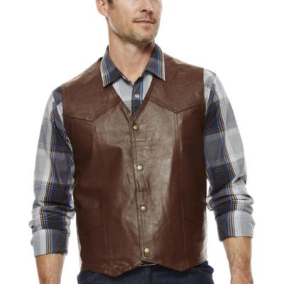 Snap-Front Leather Vest - JCPenney