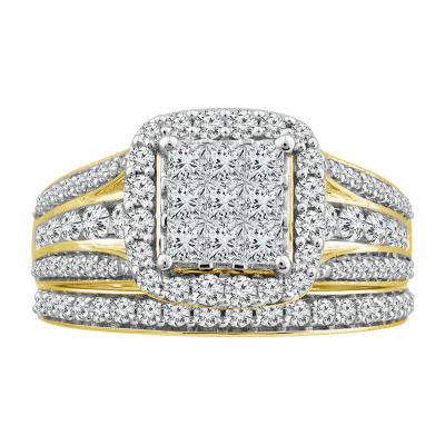 Womens 1 1/2 CT. T.W. Genuine White Diamond 10K Gold Bridal Set