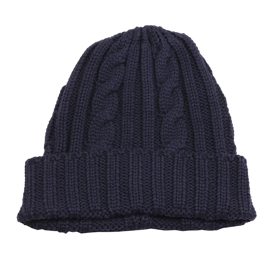 MUK LUKS Mens Knit Cable Cuff Hat, Navy