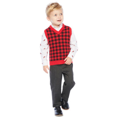 boys red sweater vest