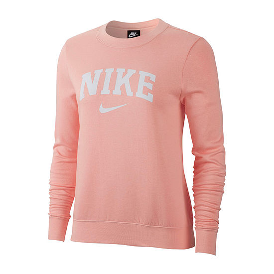 Nike Womens Crew Neck Long Sleeve Sweatshirt, Color: Bleach Coral ...
