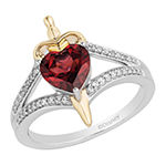 Enchanted Disney Fine Jewelry Villains Evil Queen Womens 1/10 CT. T.W. Genuine Red Garnet 10K Gold Over Silver Heart Princess Cocktail Ring