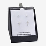Sparkle Allure 2 Pair Cubic Zirconia Cross Earring Set