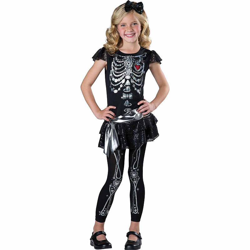 Buyseasons Sparkly Skeleton Child Costume, Black
