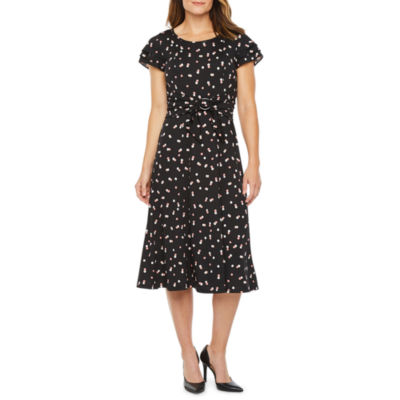 perceptions short sleeve fit & flare dress