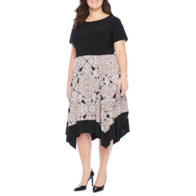 perceptions short sleeve fit & flare dress