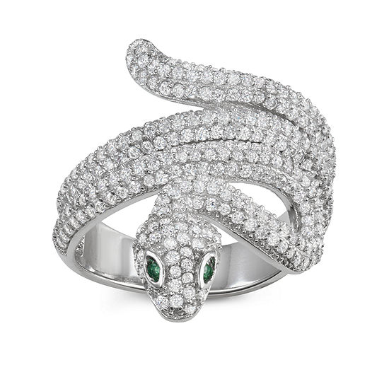 Womens 3 CT. T.W. Cubic Zirconia Sterling Silver Snake Cocktail Ring