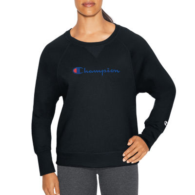Champion Fleece Graphic Long Sleeve Crew Neck T Shirt Womens