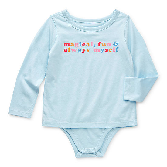 Thereabouts Toddler Girls Round Neck Long Sleeve Adaptive Bodysuit