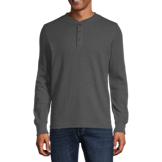 St. John's Bay Mens Heathered Long Sleeve Thermal Henley - JCPenney