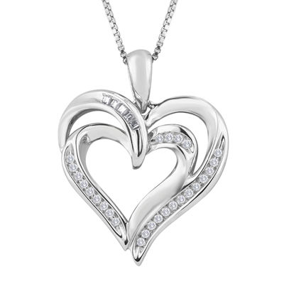 Diamond-Accent Sterling Silver Heart Pendant Necklace - JCPenney