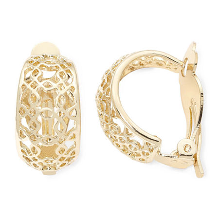 Liz Claiborne Gold-Tone Clip-On Hoop Earrings, One Size , Yellow