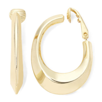 Liz Claiborne Gold-Tone Clip-On Hoop Earrings-JCPenney, Color: Gold