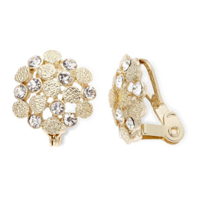 Liz Claiborne® CrystalAccent Button ClipOn EarringsJCPenney, Color Gold