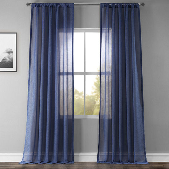 Exclusive Fabrics & Furnishing Faux Linen Sheer Rod Pocket Single Curtain Panel