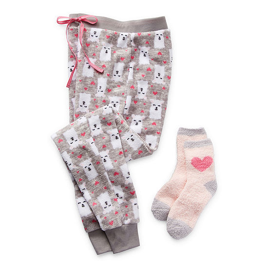 Rene Rofe Cozy Toesie Jogger Womens Pajama Pants, Color: Llama And