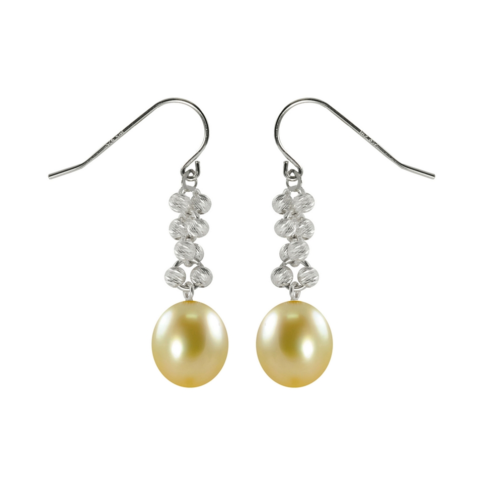Golden South Sea Pearl & Sparkle Bead Earrings, Womens