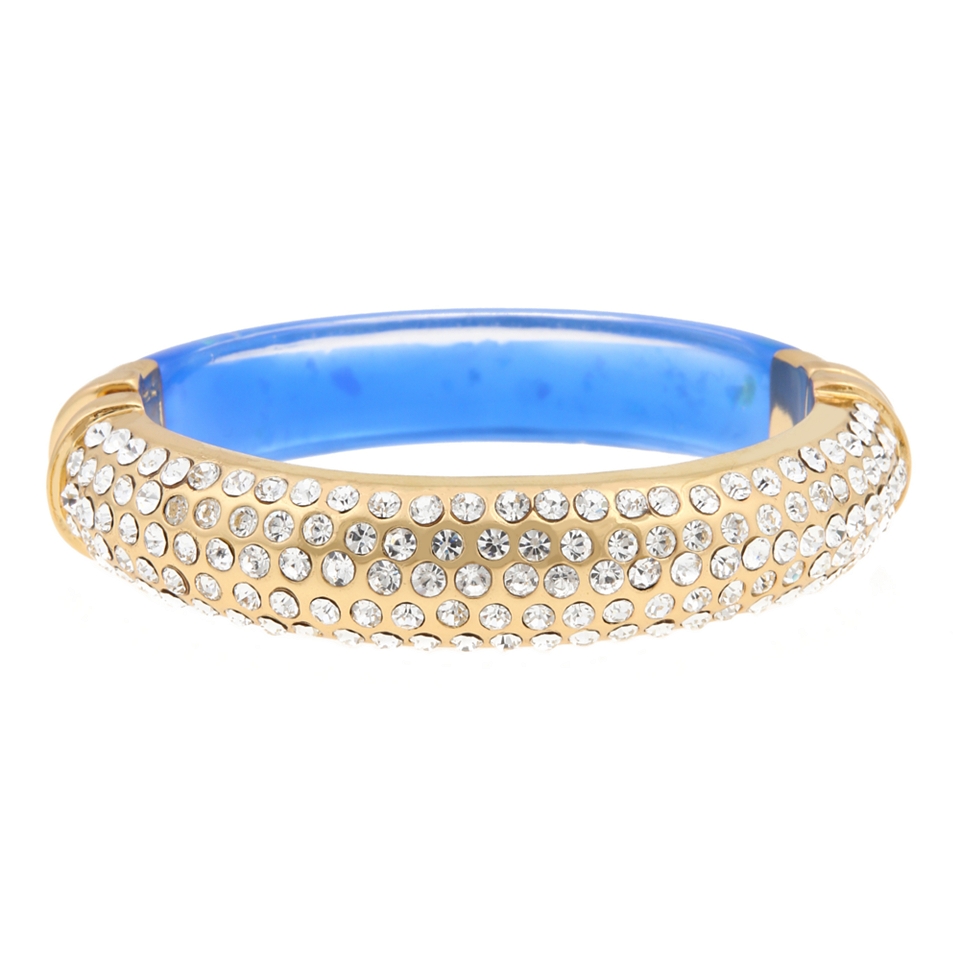 10021  Kara Ross Pavé Crystal & Blue Resin Cuffed Bracelet, Womens