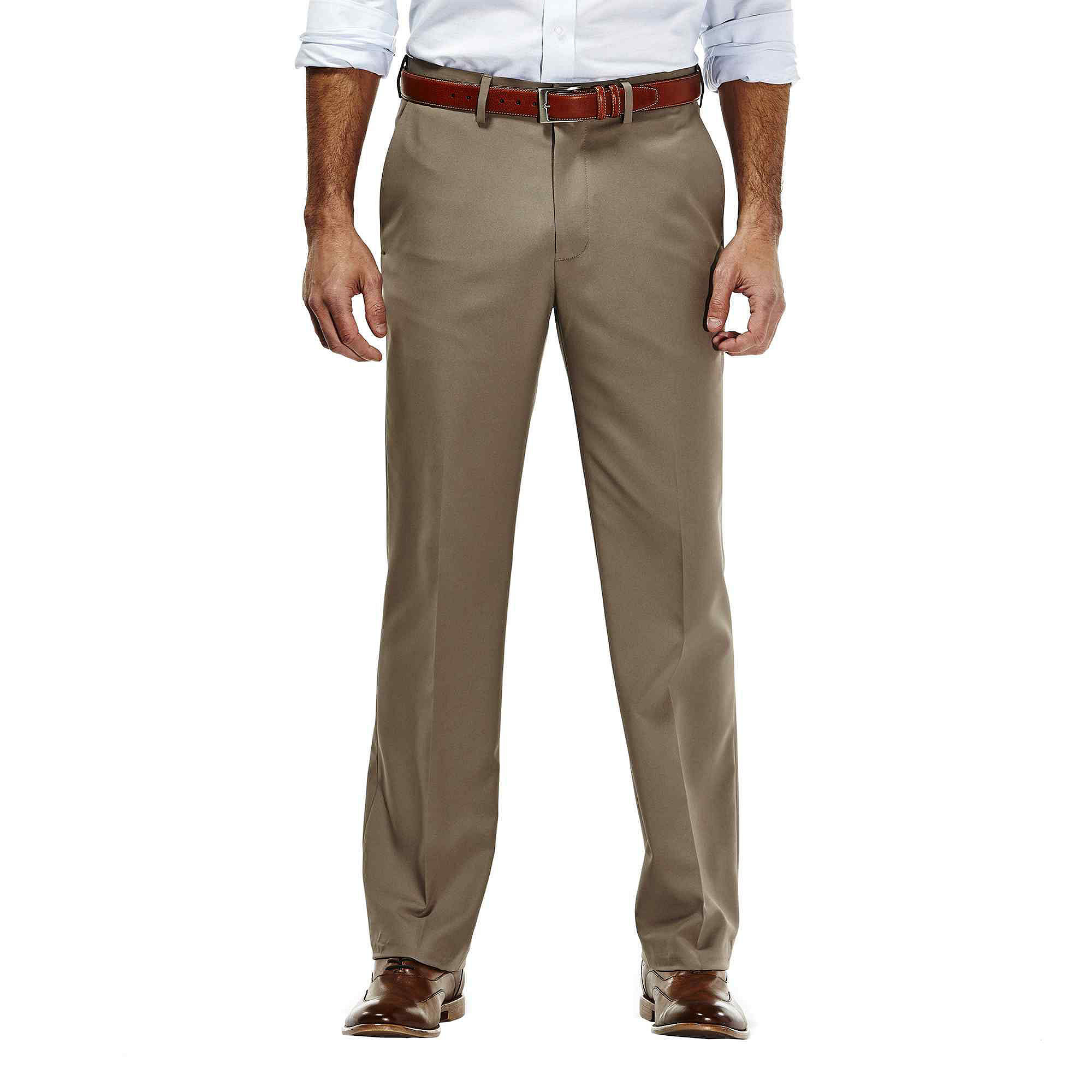 Image of Haggar Straight-Fit Flat-Front Gabardine Dress Pants