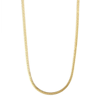 14K Gold 18-24" 4mm Hollow Herringbone Chain Necklace