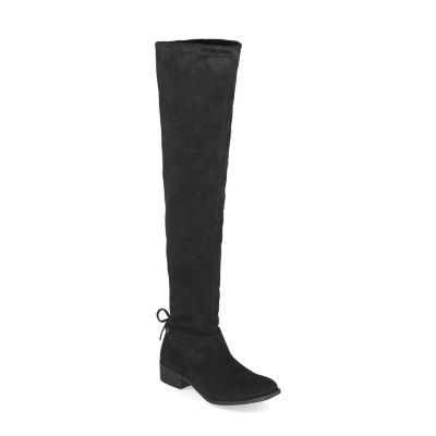 over the knee black boots block heel
