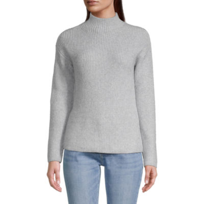 St. John's Bay Womens Funnel Neck Long Sleeve Pullover Sweater
