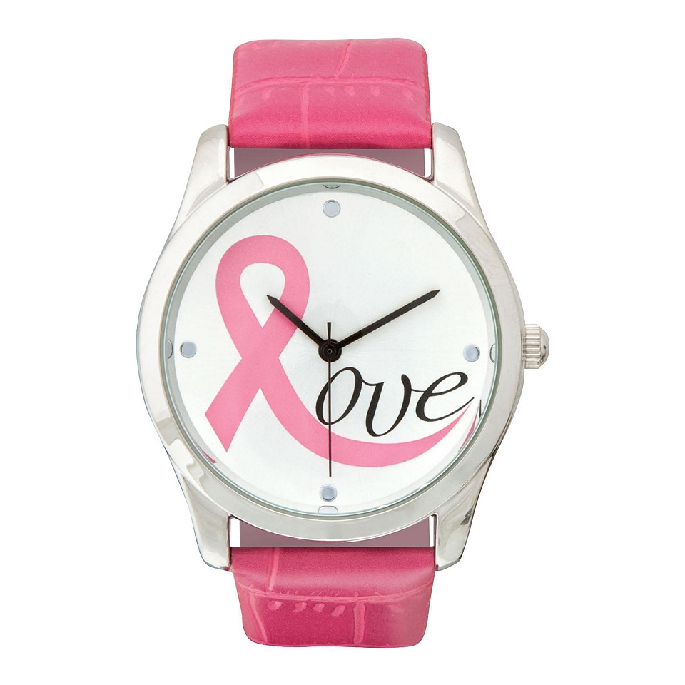 Womens Breast Cancer Pink Ribbon Love Strap Watch