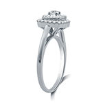 Womens 1/2 CT. T.W. Genuine White Diamond 10K White Gold Square Halo Engagement Ring
