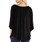 24/7 Comfrot Apparel Pleated Peasant Top