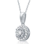 Womens 1/4 CT. T.W. Genuine White Diamond 10K White Gold Round Pendant Necklace