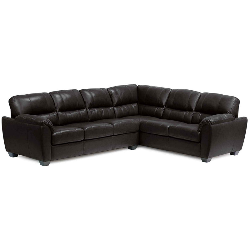 Leather Possibilities Pad-Arm 2-Pc. Right-Arm Corner Sofa Sectional, Black