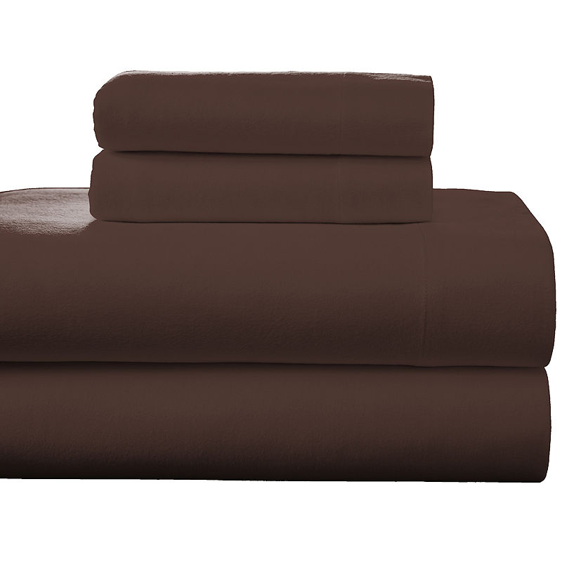 Pointehaven Luxury Weight Flannel Sheet Set, Queen, Brown
