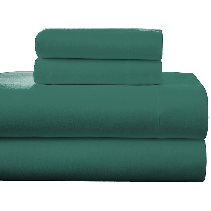 Pointehaven Luxury Weight Flannel Sheet Set, Twin Xl, Green