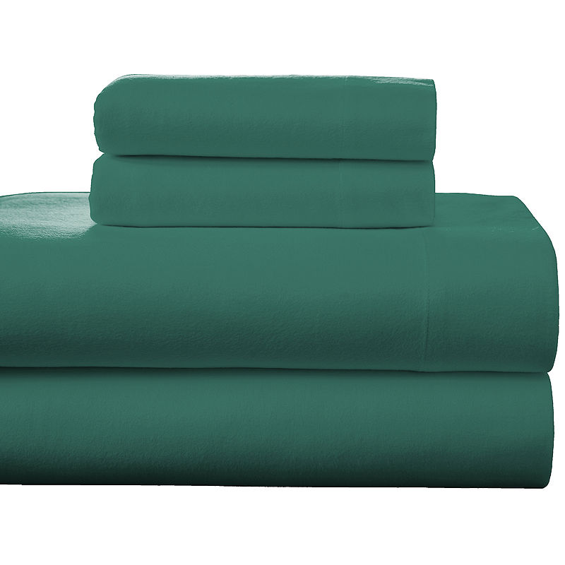 Pointehaven Luxury Weight Flannel Sheet Set, Full, Green