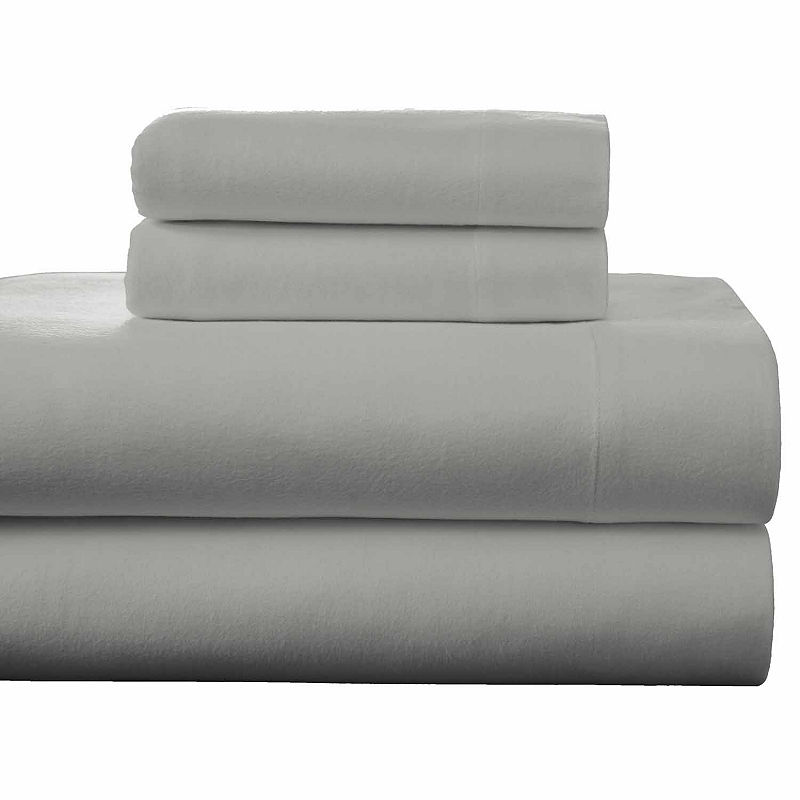 Pointehaven Luxury Weight Flannel Sheet Set, Full, Gray