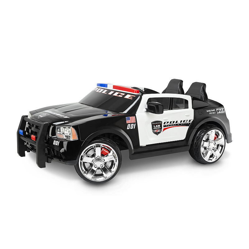 UPC 038675111189 product image for KidTrax Dodge Charger Pursuit Police Car 12Volt Electric Ride-on in Black & Whit | upcitemdb.com