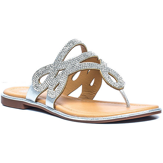 GC Shoes Womens Amelia Flat Sandals, Color: Silver - JCPenney