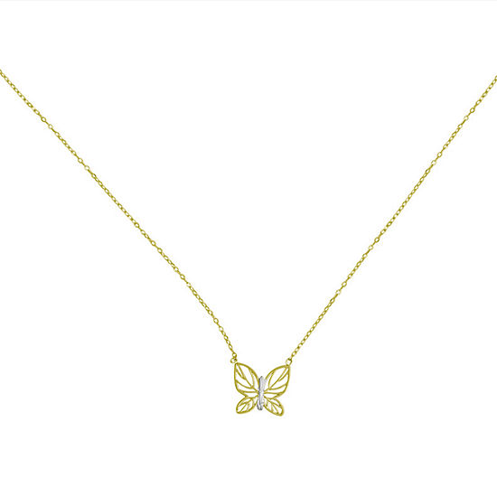 Womens 14K Gold Butterfly Pendant Necklace