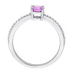 Womens 1/8 CT. T.W. Genuine Pink Sapphire 14K White Gold Solitaire Cocktail Ring
