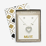 Mixit Silver Tone Necklace & Stud Earring 2-pc. Crystal Heart Jewelry Set