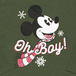 Okie Dokie Christmas Toddler Boys Crew Neck Mickey Mouse Long Sleeve Graphic T-Shirt