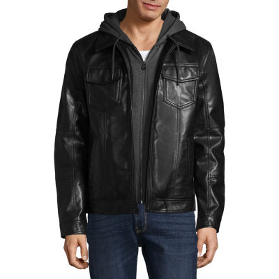 levis leather jacket with hood