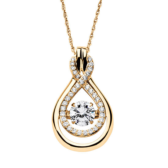 DiamonArt® Womens 1 1/4 CT. T.W. White Cubic Zirconia 14K Gold Over Silver Pendant Necklace