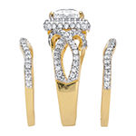 DiamonArt® Womens 2 3/4 CT. T.W. White Cubic Zirconia 14K Gold Over Silver Bridal Set