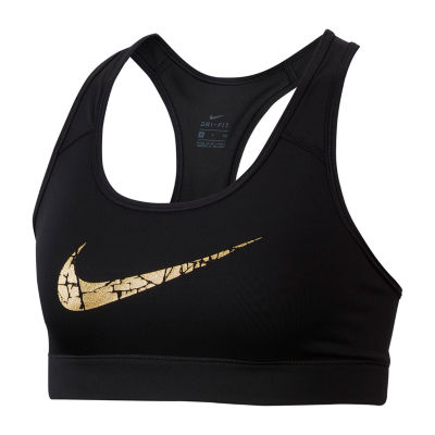 nike black and gold sports bra